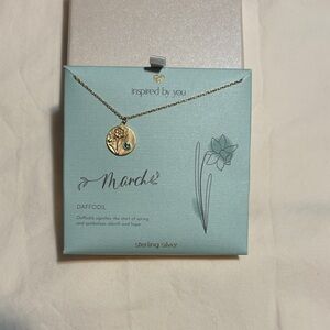Arche Gold-Tone Daffodil Pendant Necklace with Teal Accent